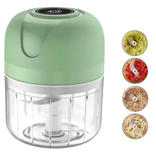 Mini Processador Elétrico de Alimentos Portátil com 3 lâminas de aço inox USB 250 ml Bivolt