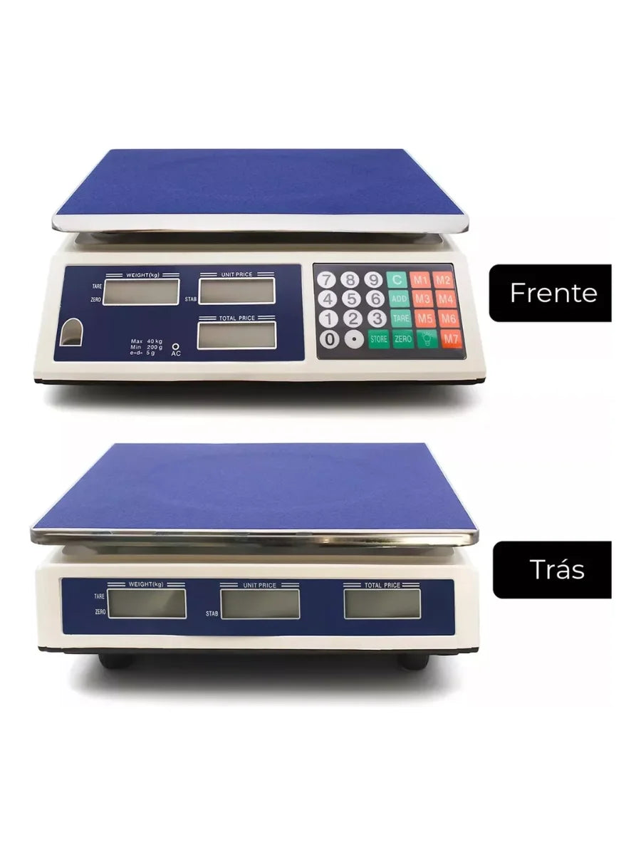 SKYTUR Balança Eletrônica Digital Comercial 40kg Precisão de Frutas Vegetais Carne Alimentos