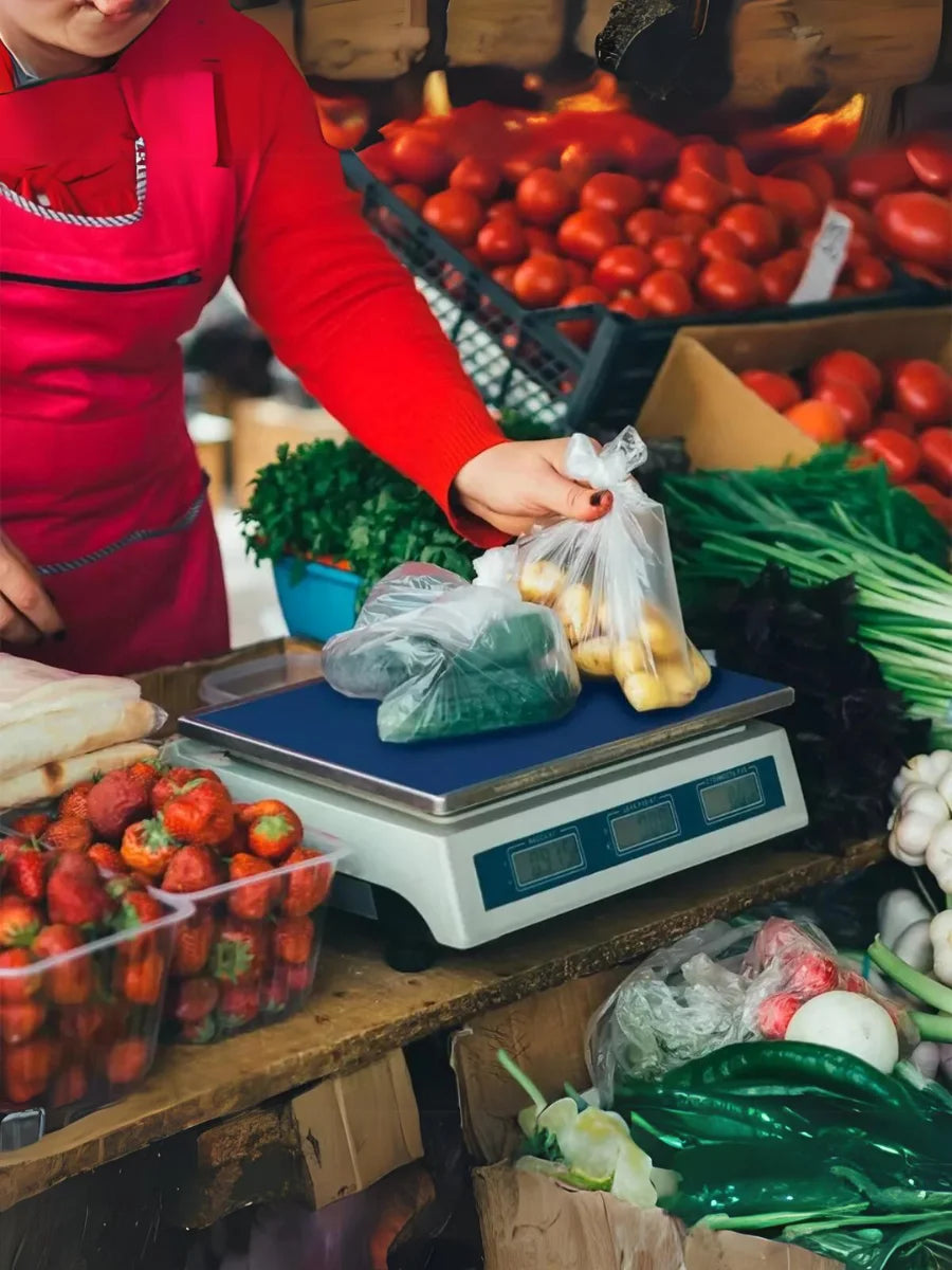 SKYTUR Balança Eletrônica Digital Comercial 40kg Precisão de Frutas Vegetais Carne Alimentos