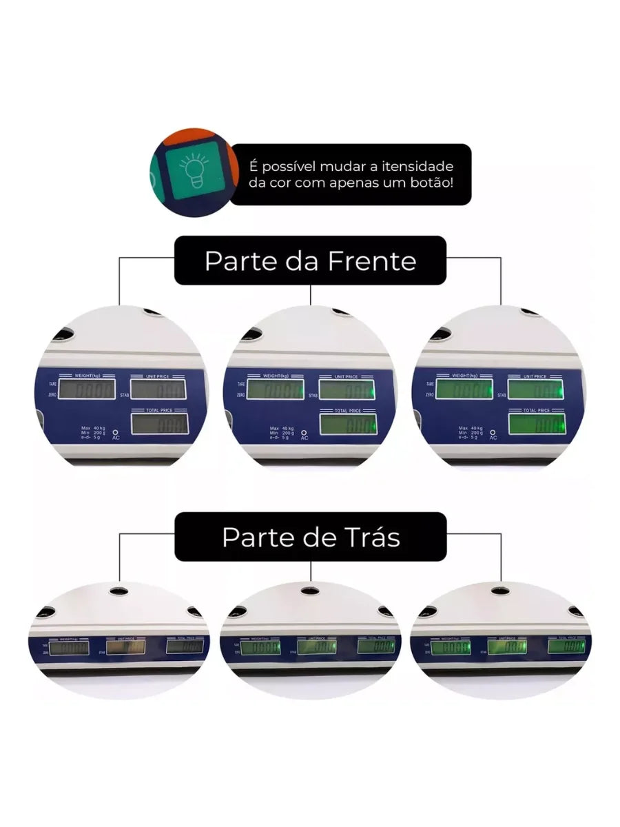 SKYTUR Balança Eletrônica Digital Comercial 40kg Precisão de Frutas Vegetais Carne Alimentos