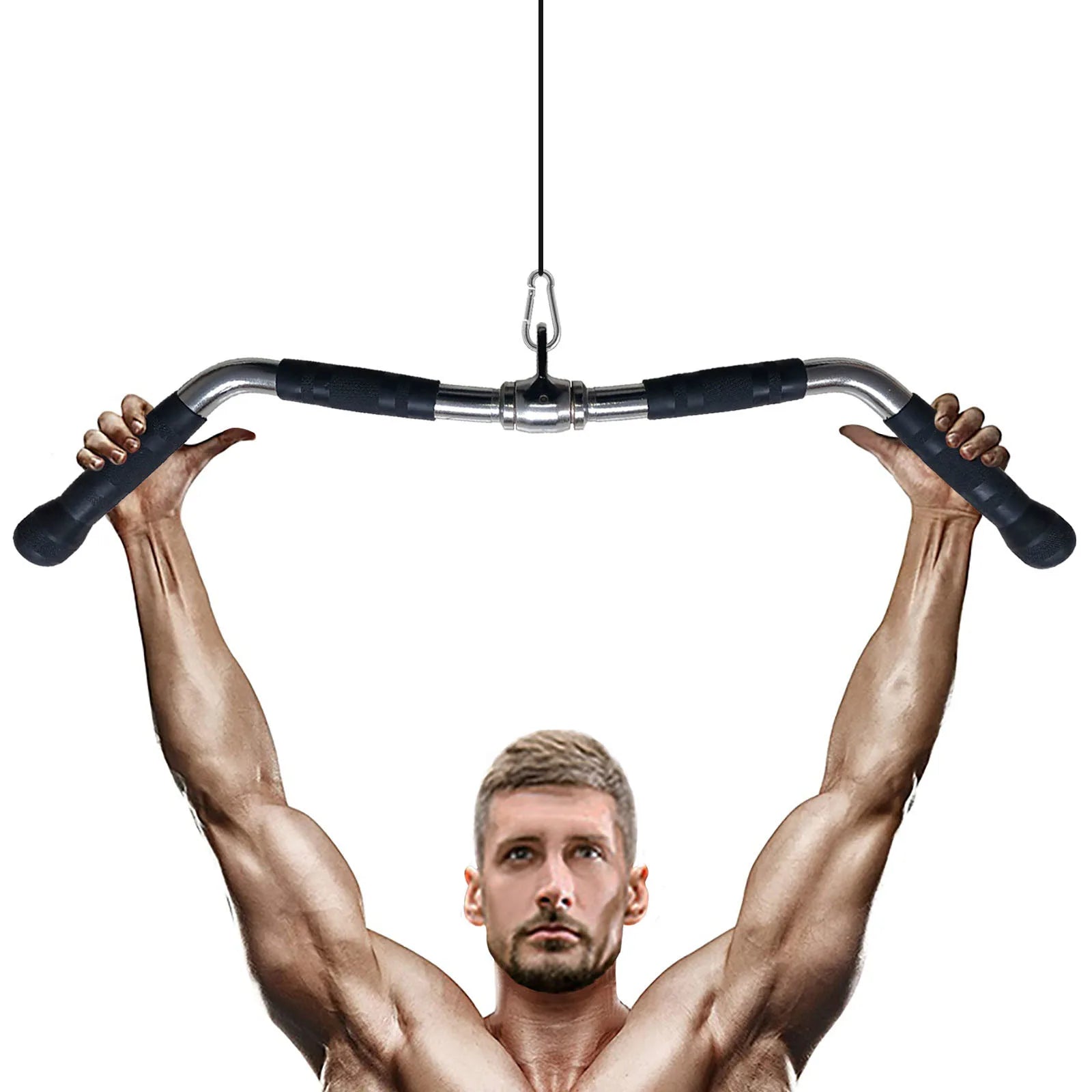 Fitness Solid T-bar, V-Bar Heavy Duty Load Bearing Lat Pull Down Bar,Fine Polishing Sitting Rowing Fitness Equipment Accessories