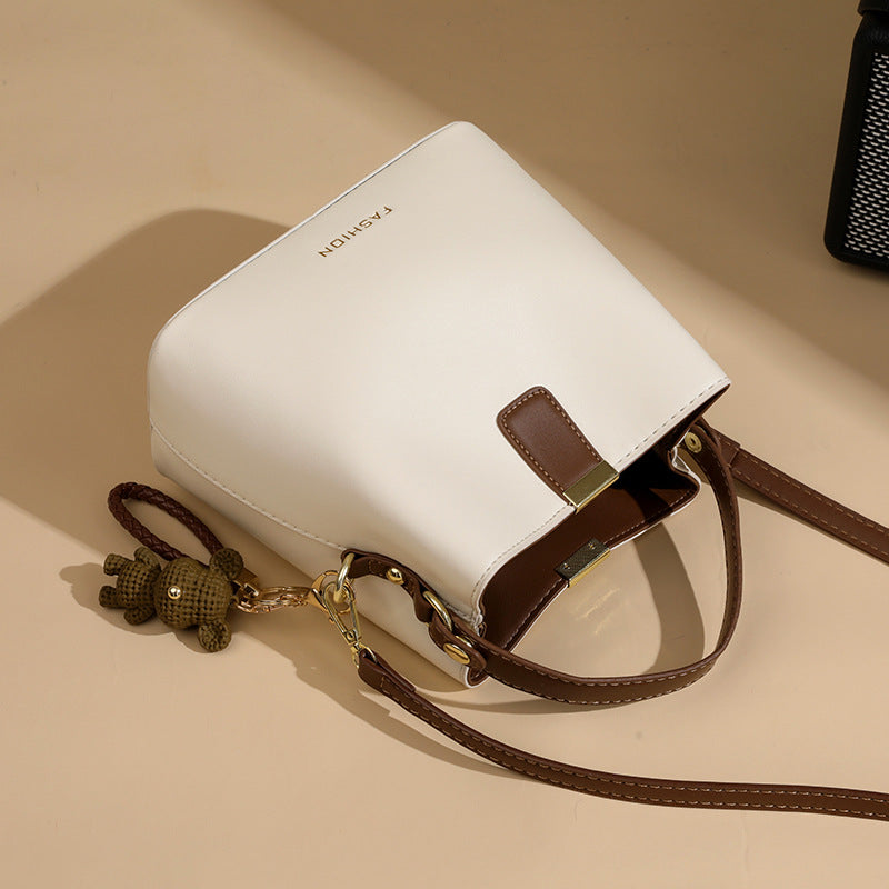 Fashionable autumn handheld bucket bag, simple and elegant messenger bag