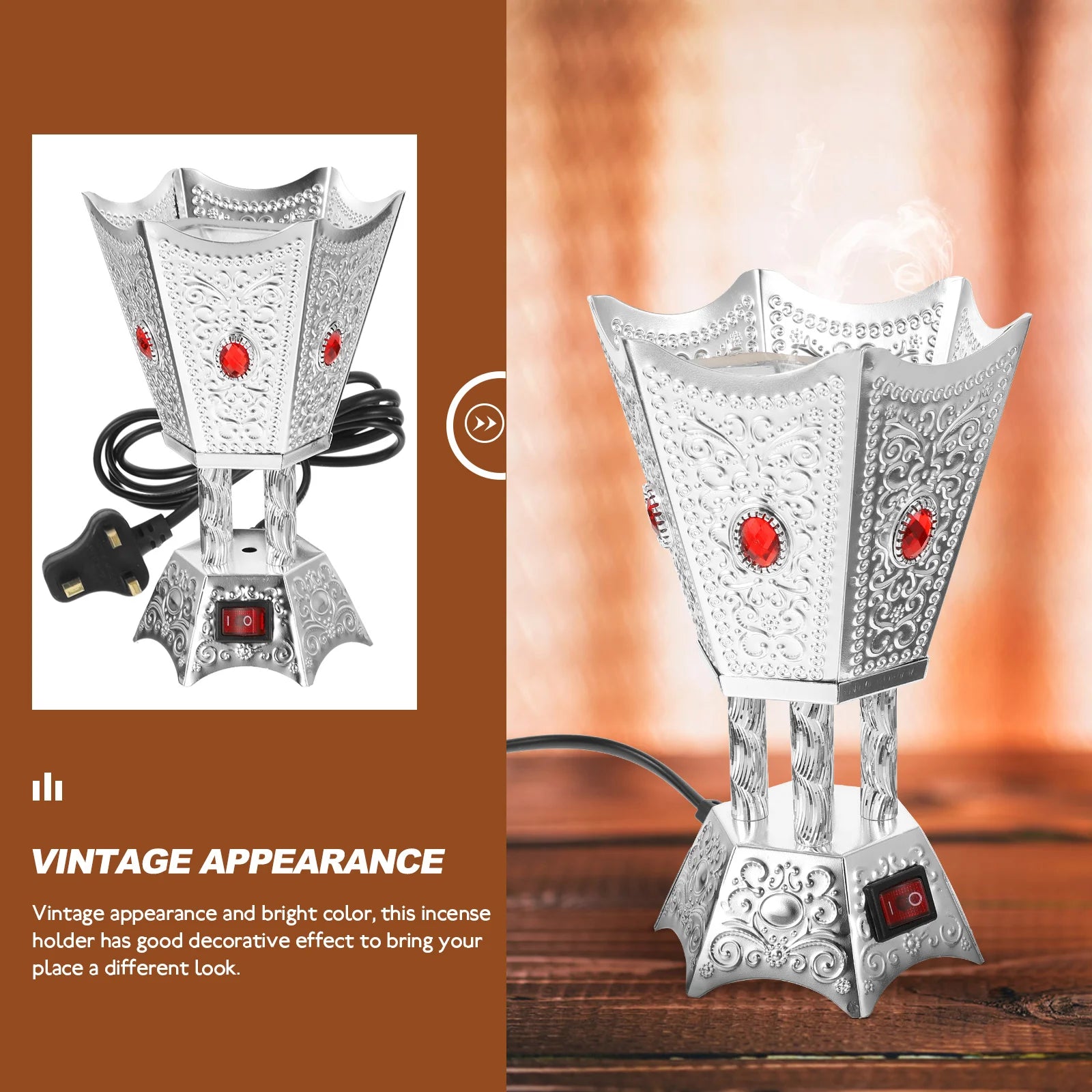 Electric Incense Retro Censer Burner nament Arab Metal Decorative Burners Therapy Relaxing Reusable Home Item