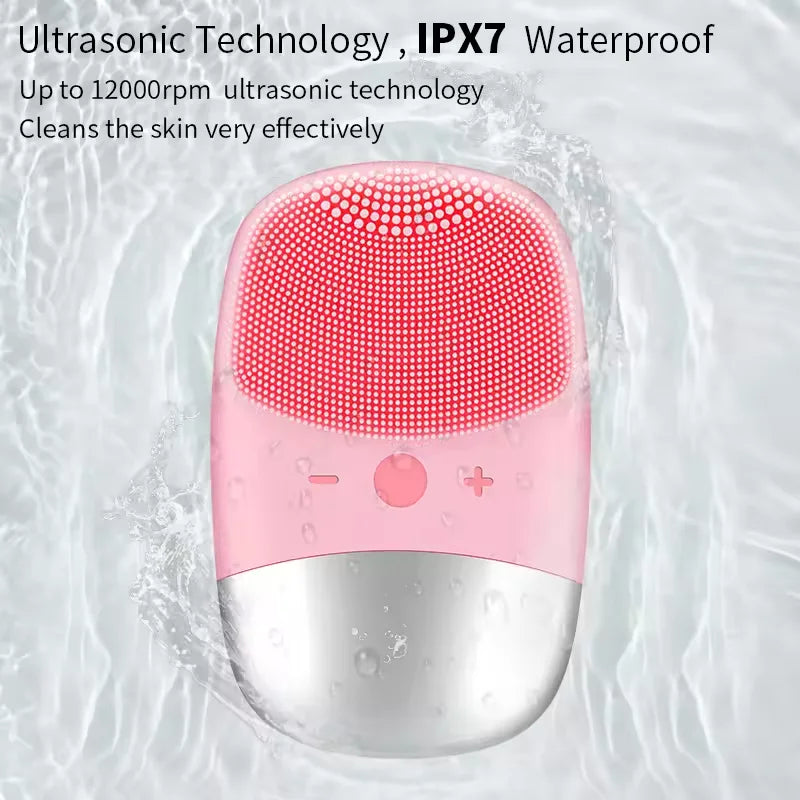 Electric Silicone Facial Cleansing Brush - Rechargeable Waterproof Face Cleanser