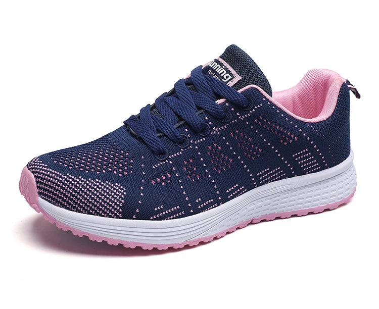 New Fashion Breathable Trainers Comfortable Sneakers Mesh Fabric Lace Up Women's Tennis Shoes For Women