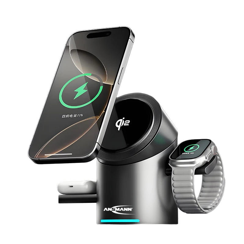 3-in-1 Magnetic Wireless Charging Station - Phone, Earbuds & Watch Charger
