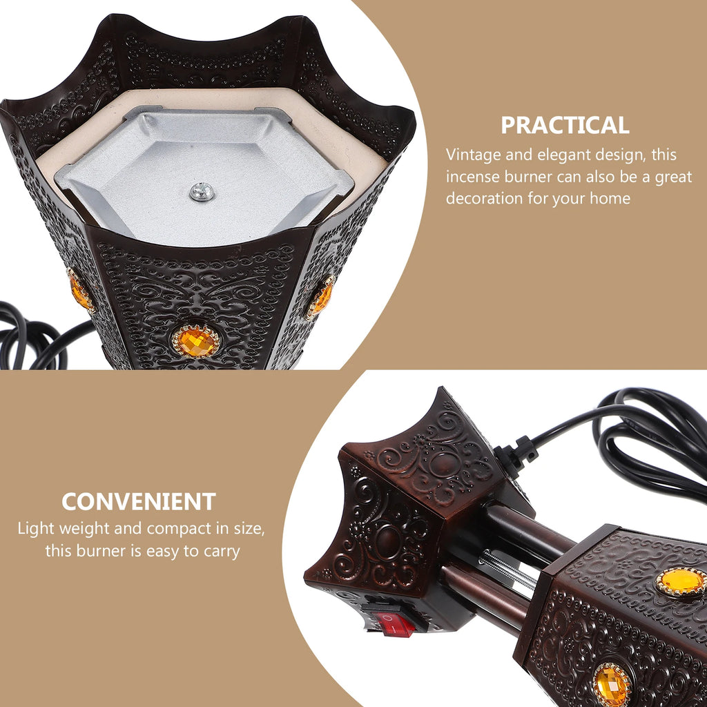 Electric Incense Retro Censer Burner nament Arab Metal Decorative Burners Therapy Relaxing Reusable Home Item
