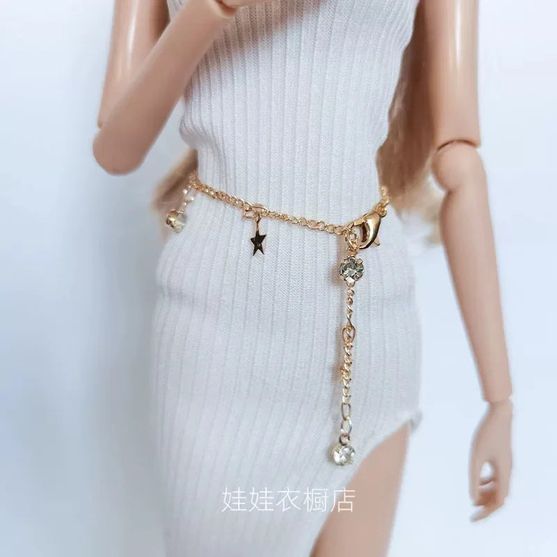 1/6 Supermodel Doll Accessories Luxury Waist Chain Exquisite Diamond Bow Tassel Waist Chain Doll Daily Dress Up For BABI FR OB24