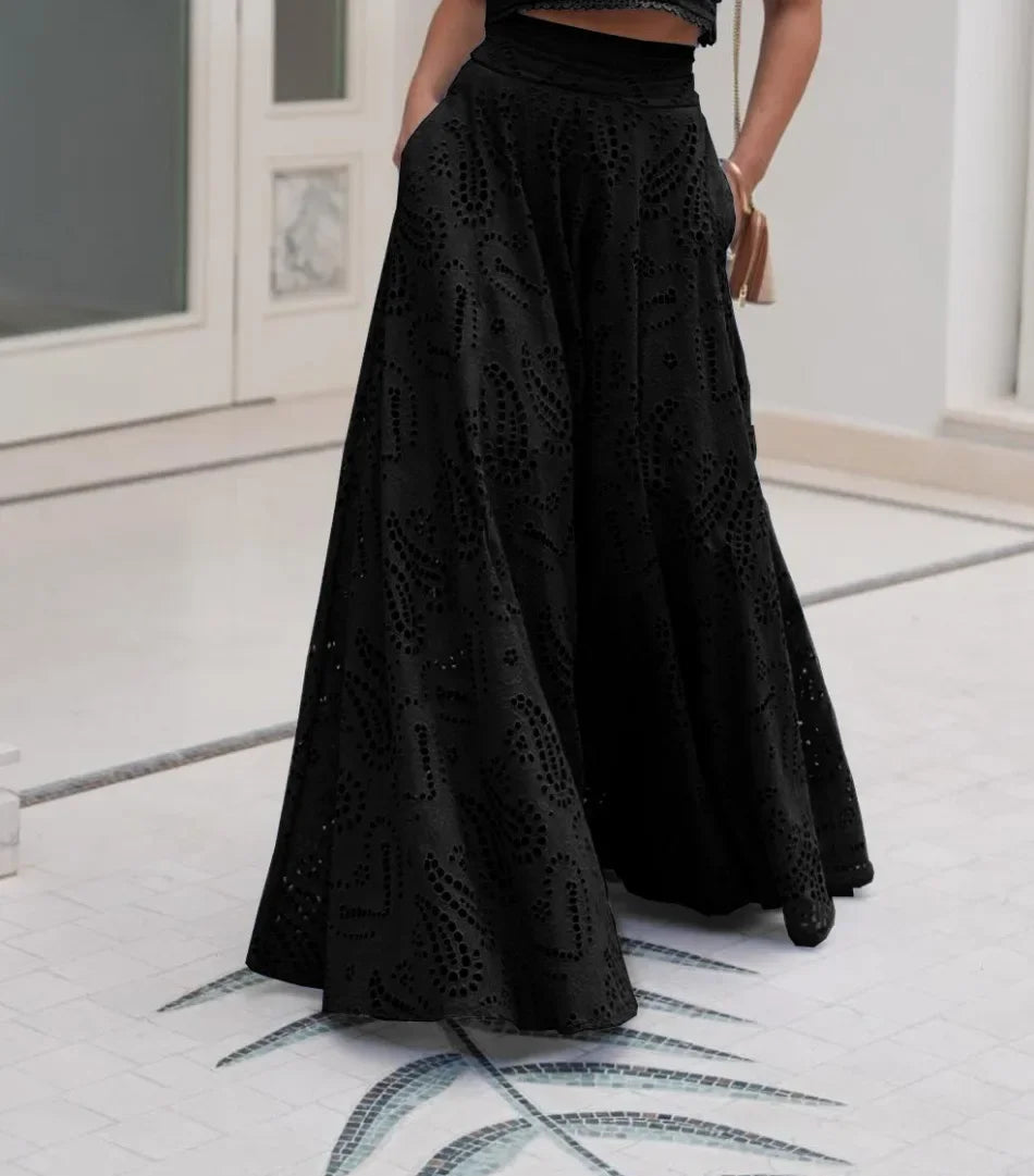 New in Spring Summer New Solid Color Round Neck Sleeveless Long Dress Set INS Leisure Resort Loose Two-piece Set