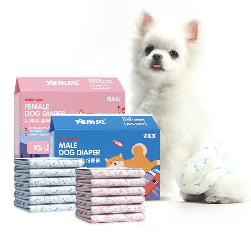 10Pcs Disposable Pet Diapers Super Absorption Physiological Dog Pants Pee Pads Breathable for Males Female Pet Supplies