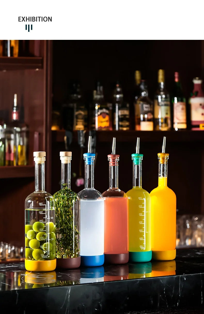 Bar Bartending With Bottomed Juice Drinks Soaking Wine Bottles Homebrew Wine Bottles Fruit Wine Bottles Empty Wine Bottles