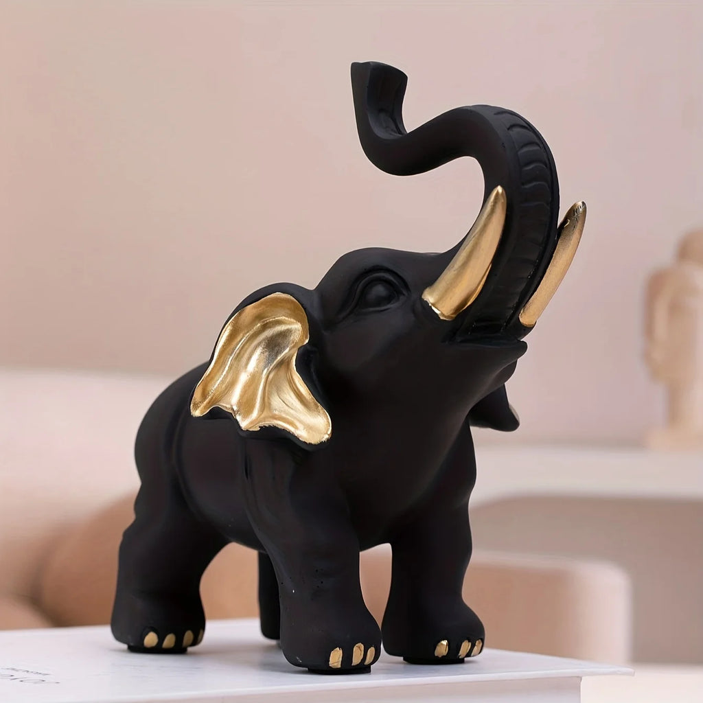 Handcrafted Wooden Elephant Figurine - Modern Home Decor Sculpture