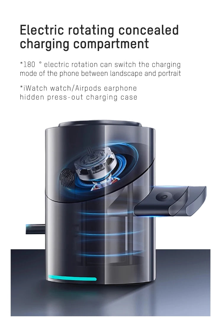 3-in-1 Magnetic Wireless Charging Station - Phone, Earbuds & Watch Charger