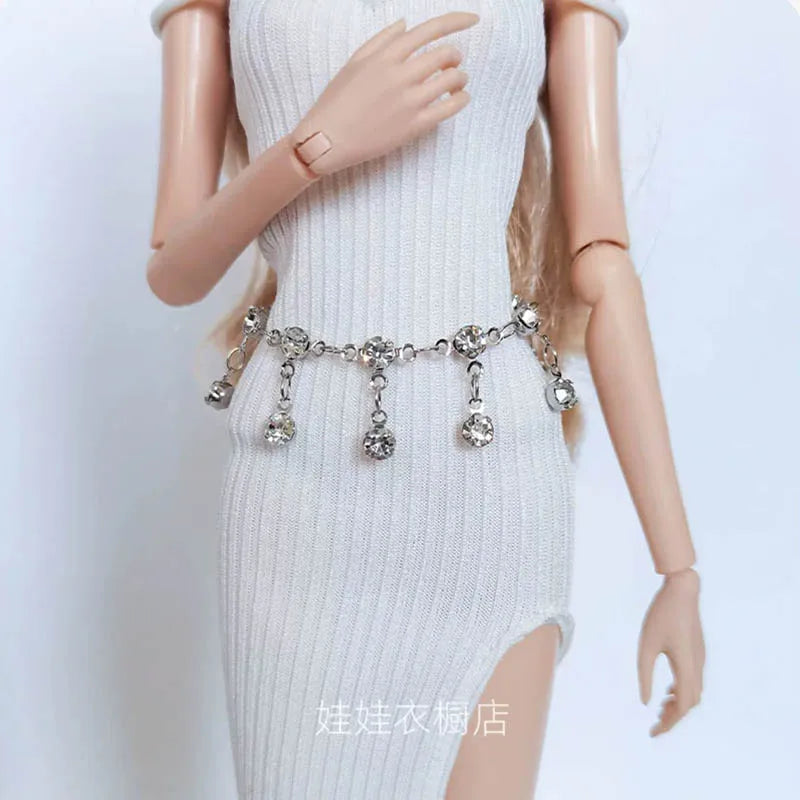 1/6 Supermodel Doll Accessories Luxury Waist Chain Exquisite Diamond Bow Tassel Waist Chain Doll Daily Dress Up For BABI FR OB24
