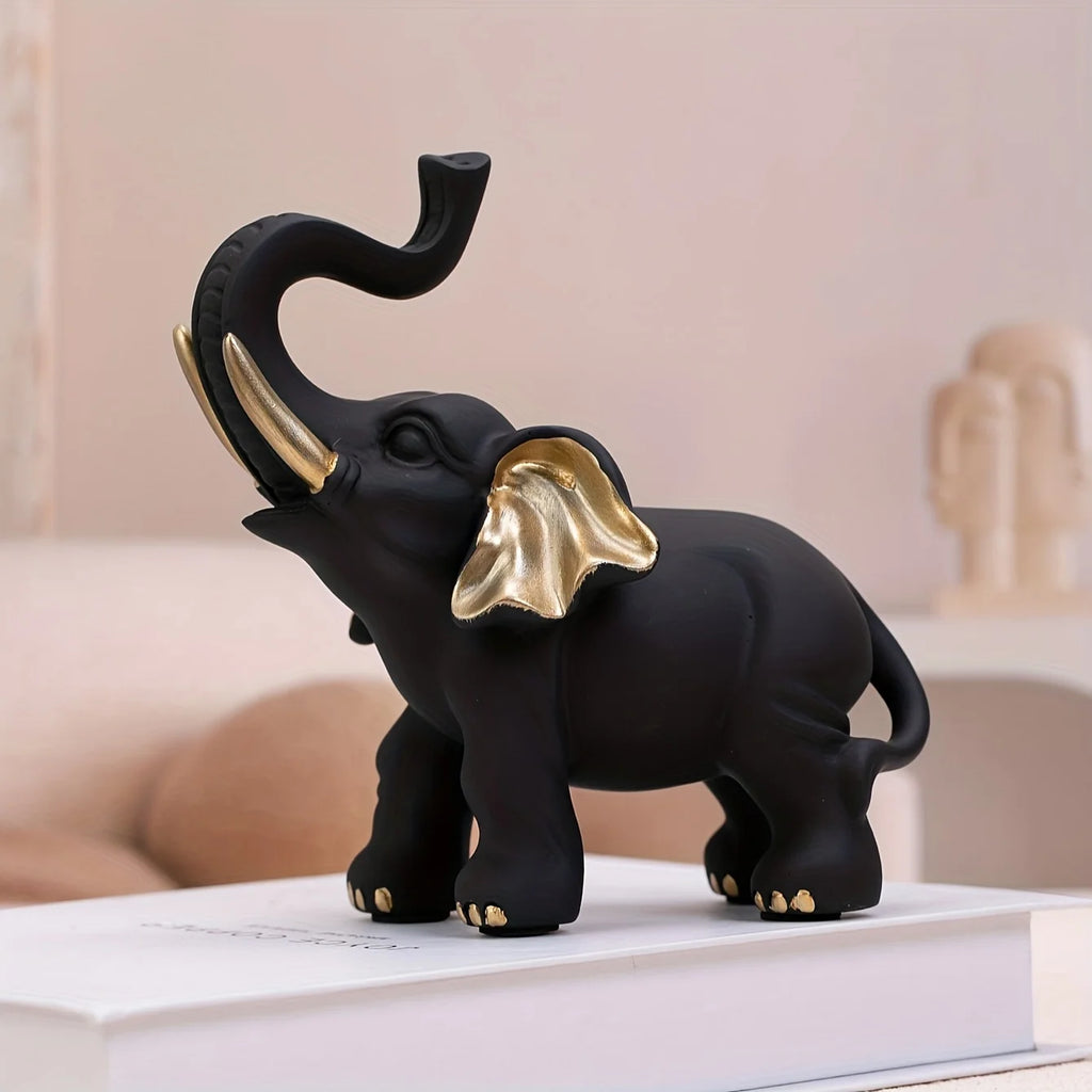 Handcrafted Wooden Elephant Figurine - Modern Home Decor Sculpture