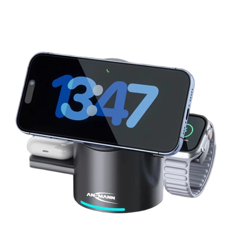 3-in-1 Magnetic Wireless Charging Station - Phone, Earbuds & Watch Charger