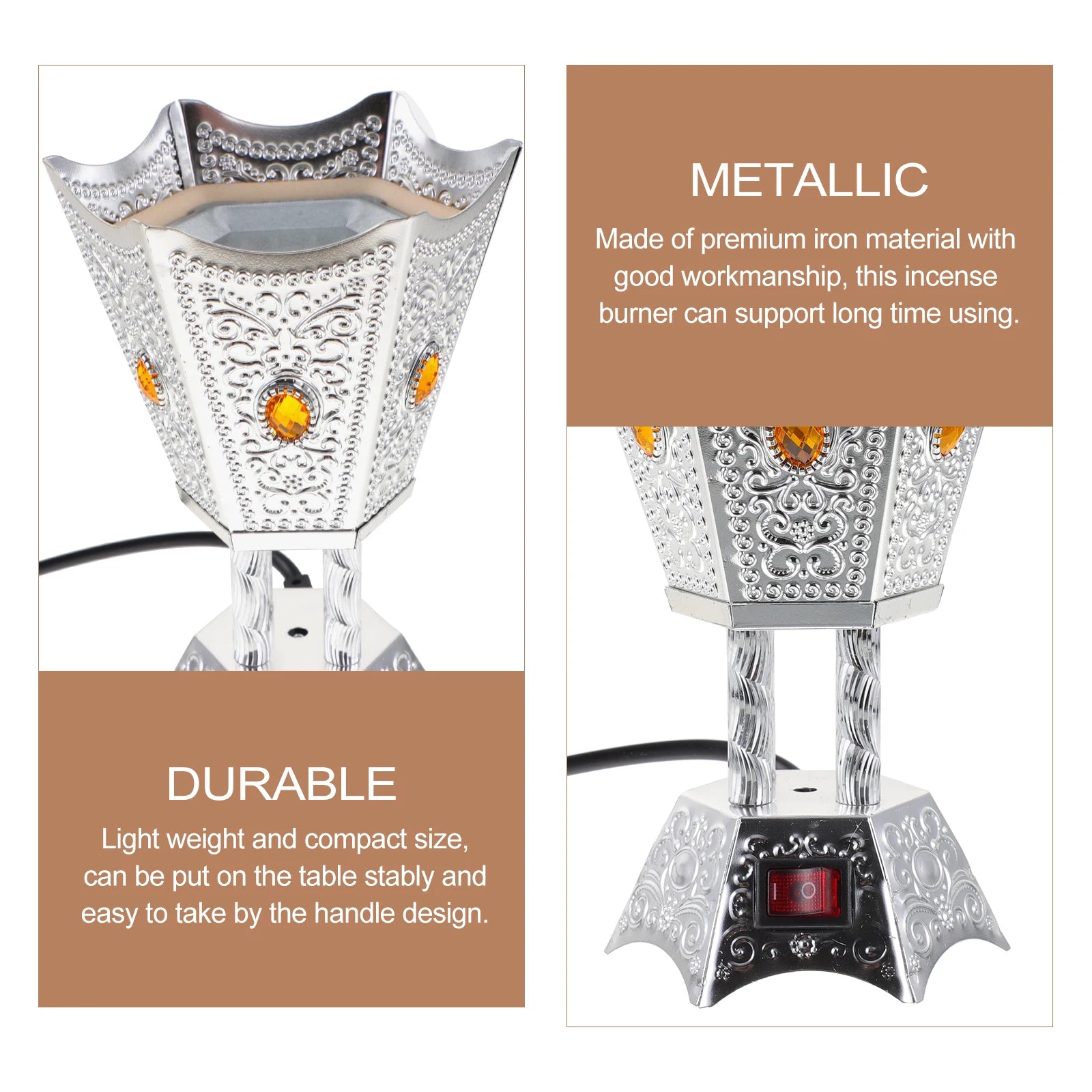 Electric Incense Retro Censer Burner nament Arab Metal Decorative Burners Therapy Relaxing Reusable Home Item