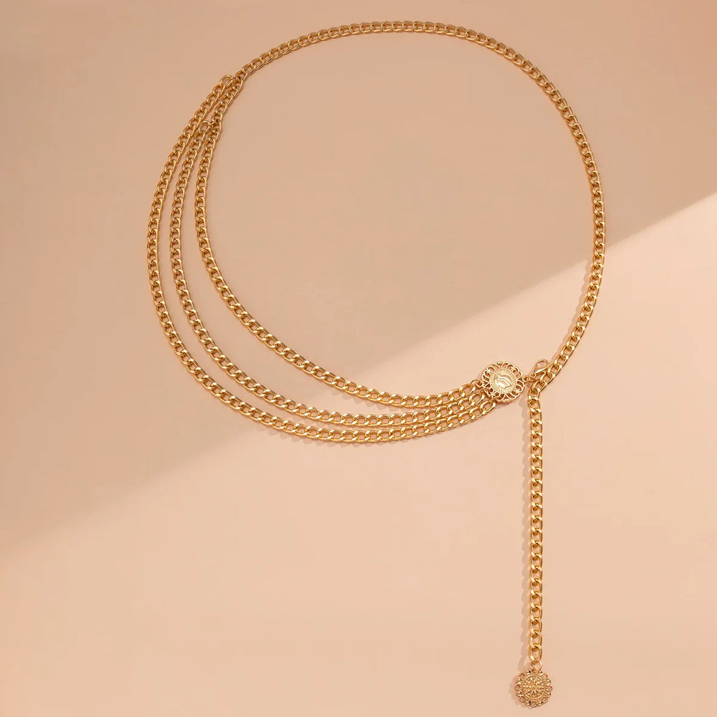 Punk Hip Hop Style All-match Waist Chain Moon Vintage Metal Womans Belt for Dress Vintage High Waist Chain Belt for Women