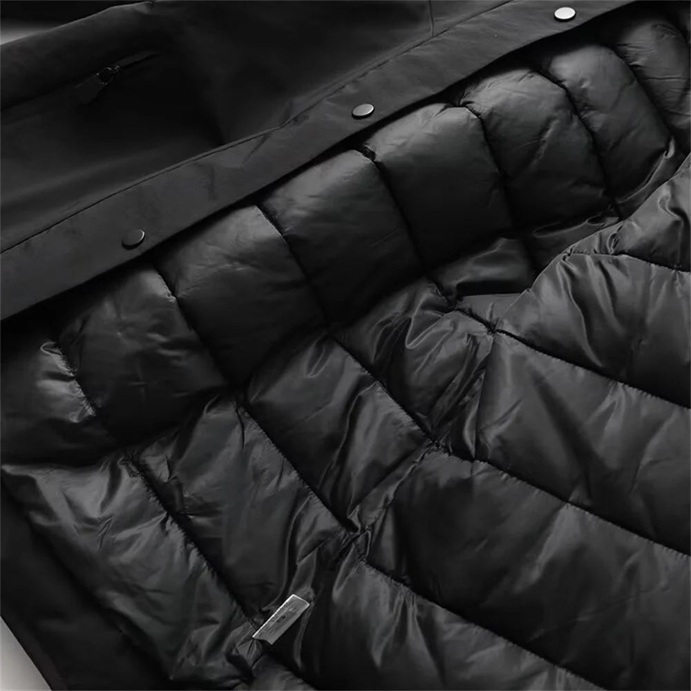 fashionable women's clothing with European and American style design featuring a cinched waisthooded skiing and warm co