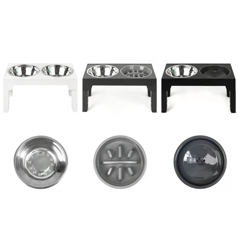 Elevated Dog Feeder with Adjustable Raised Stand, Slow Food Bowl, Water Feeders for Large and Medium Dogs