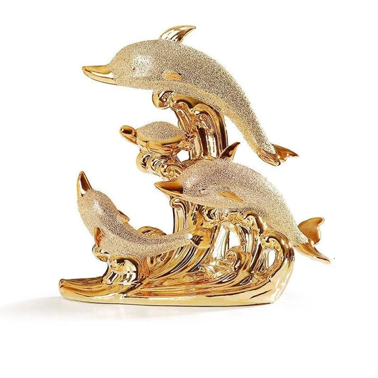 Wedding Decor Crafts Ceramic Creative Room Decoration Handicraft Gold Animal Porcelain Figurines Decorations