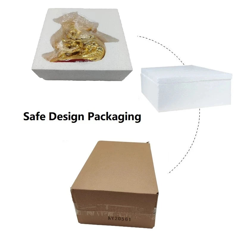 Golden Ceramic Dolphin Figurine - Luxury Home Decor Sculpture