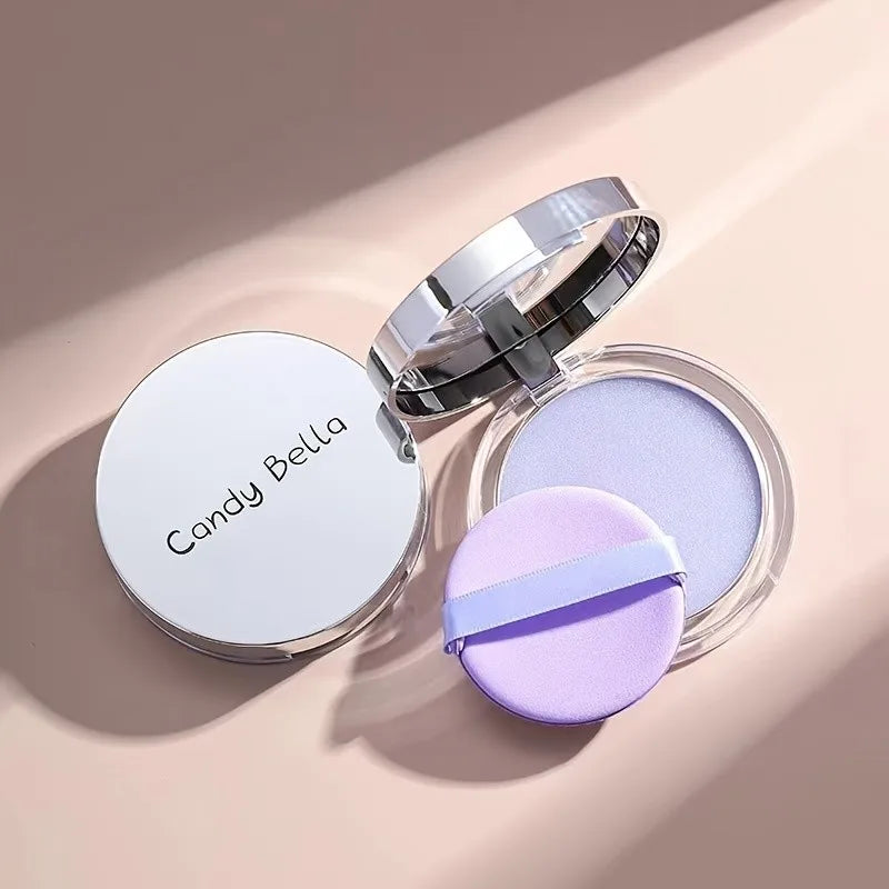Candy Bella Violet Radiance Oil-Absorbing Setting Powder,Lightweight, Long-Lasting Matte Finish,Includes Mirror & Applicator