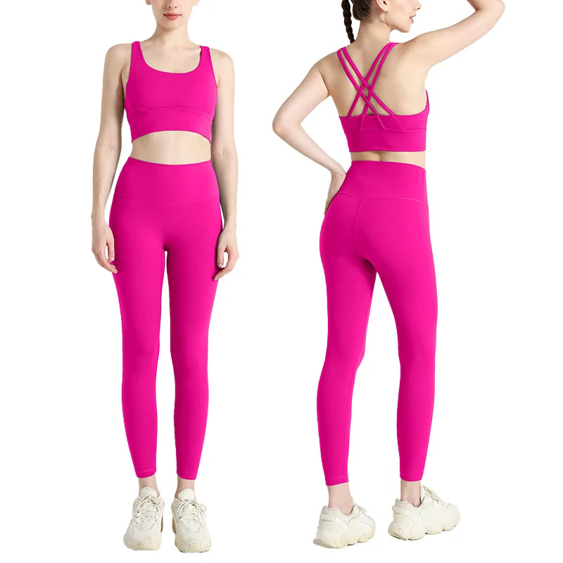 Yoga Clothes Women's Tracksuit Quick Dry Set Breathable Fitness Suit Fitness Clothing Sports Bra Leggings Suit