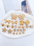 24 pieces of golden fashion (butterfly, bow, flower, bee, star rabbit head) accessories - easy-to-install detachable DIY accesso