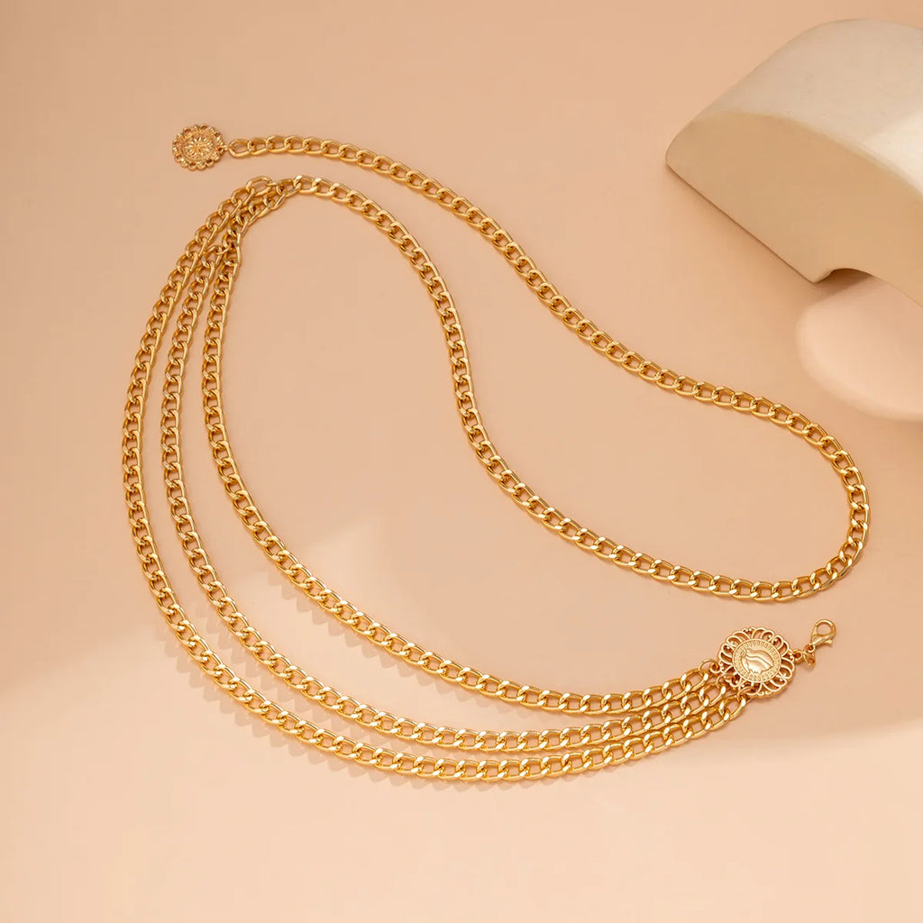 Punk Hip Hop Style All-match Waist Chain Moon Vintage Metal Womans Belt for Dress Vintage High Waist Chain Belt for Women