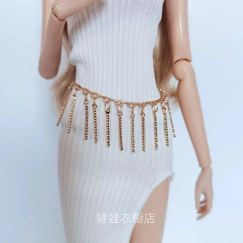 1/6 Supermodel Doll Accessories Luxury Waist Chain Exquisite Diamond Bow Tassel Waist Chain Doll Daily Dress Up For BABI FR OB24