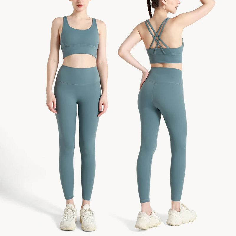 Yoga Clothes Women's Tracksuit Quick Dry Set Breathable Fitness Suit Fitness Clothing Sports Bra Leggings Suit