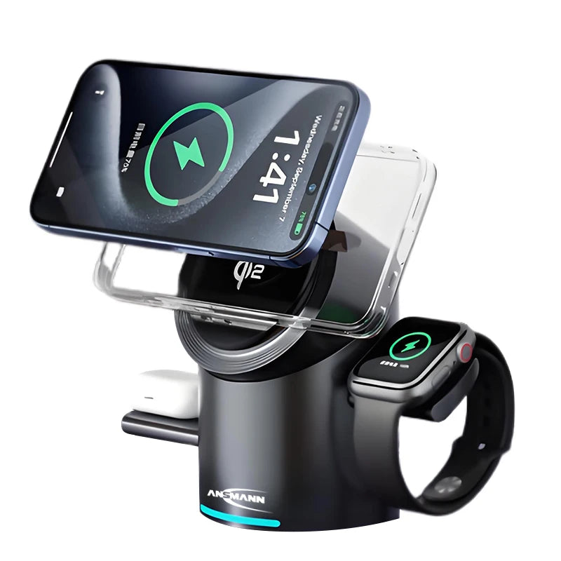 3-in-1 Magnetic Wireless Charging Station - Phone, Earbuds & Watch Charger