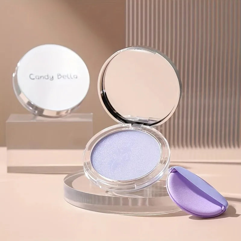 Candy Bella Violet Radiance Oil-Absorbing Setting Powder,Lightweight, Long-Lasting Matte Finish,Includes Mirror & Applicator