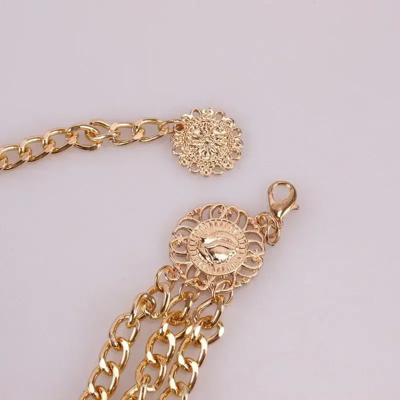 Punk Hip Hop Style All-match Waist Chain Moon Vintage Metal Womans Belt for Dress Vintage High Waist Chain Belt for Women