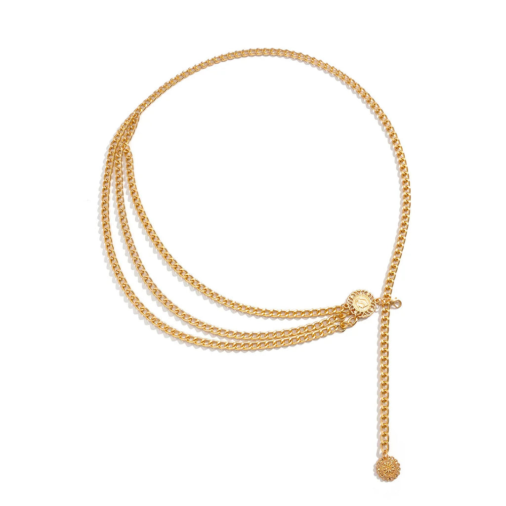 Punk Hip Hop Style All-match Waist Chain Moon Vintage Metal Womans Belt for Dress Vintage High Waist Chain Belt for Women