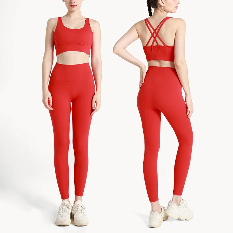 Yoga Clothes Women's Tracksuit Quick Dry Set Breathable Fitness Suit Fitness Clothing Sports Bra Leggings Suit