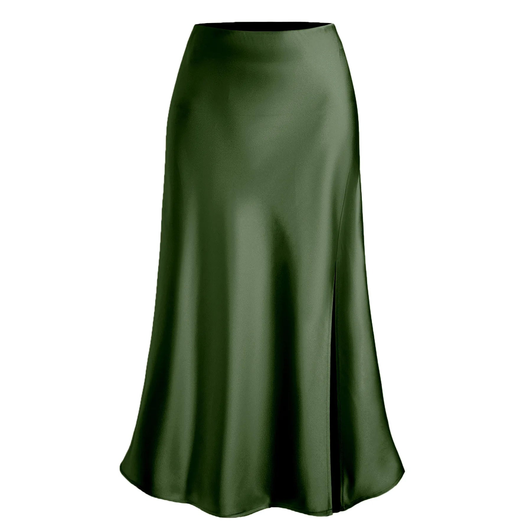 Women's Spring Summer Satin Skirt High Waisted Elegant Bodycon Split Open Office Lady Sexy Trendy Faldas