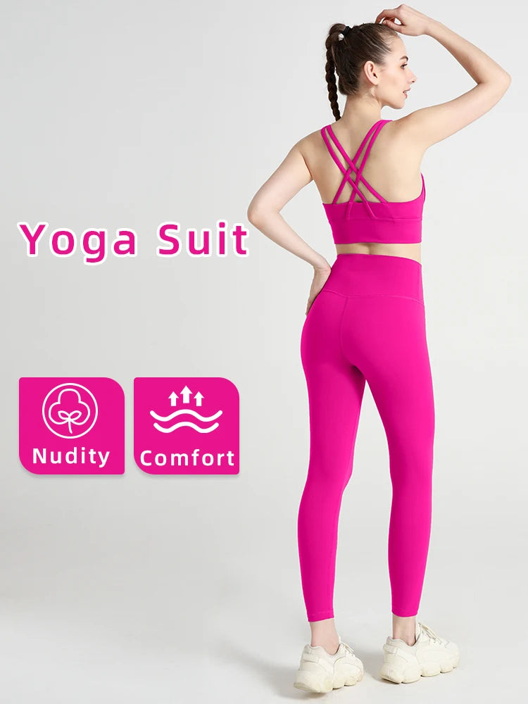 Yoga Clothes Women's Tracksuit Quick Dry Set Breathable Fitness Suit Fitness Clothing Sports Bra Leggings Suit
