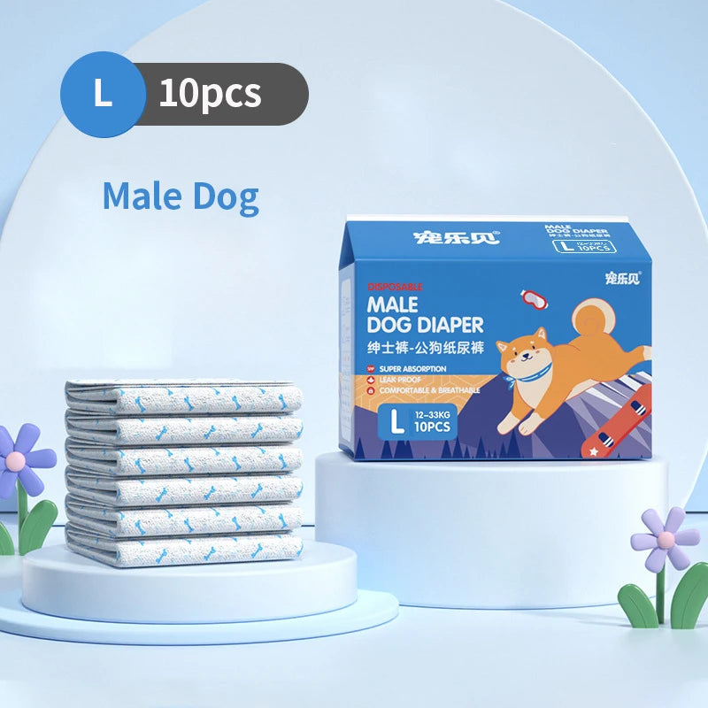 10Pcs Disposable Pet Diapers Super Absorption Physiological Dog Pants Pee Pads Breathable for Males Female Pet Supplies
