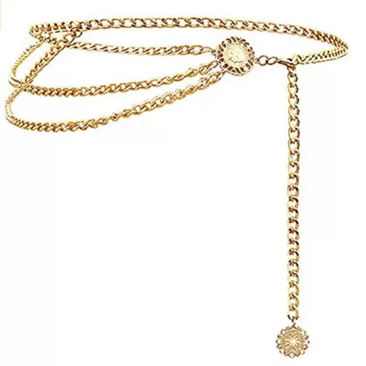 Punk Hip Hop Style All-match Waist Chain Moon Vintage Metal Womans Belt for Dress Vintage High Waist Chain Belt for Women