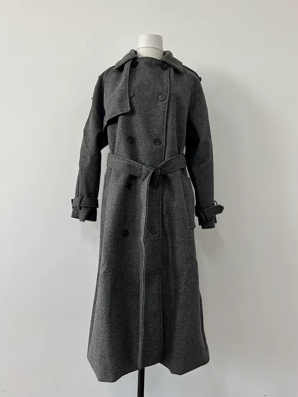 Autumn Casaco Feminino De Inverno Super Quente Fashion Popular Double Breasted Lace-up Thickened Mid-length Woolen Coat