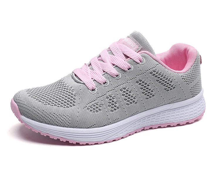 New Fashion Breathable Trainers Comfortable Sneakers Mesh Fabric Lace Up Women's Tennis Shoes For Women
