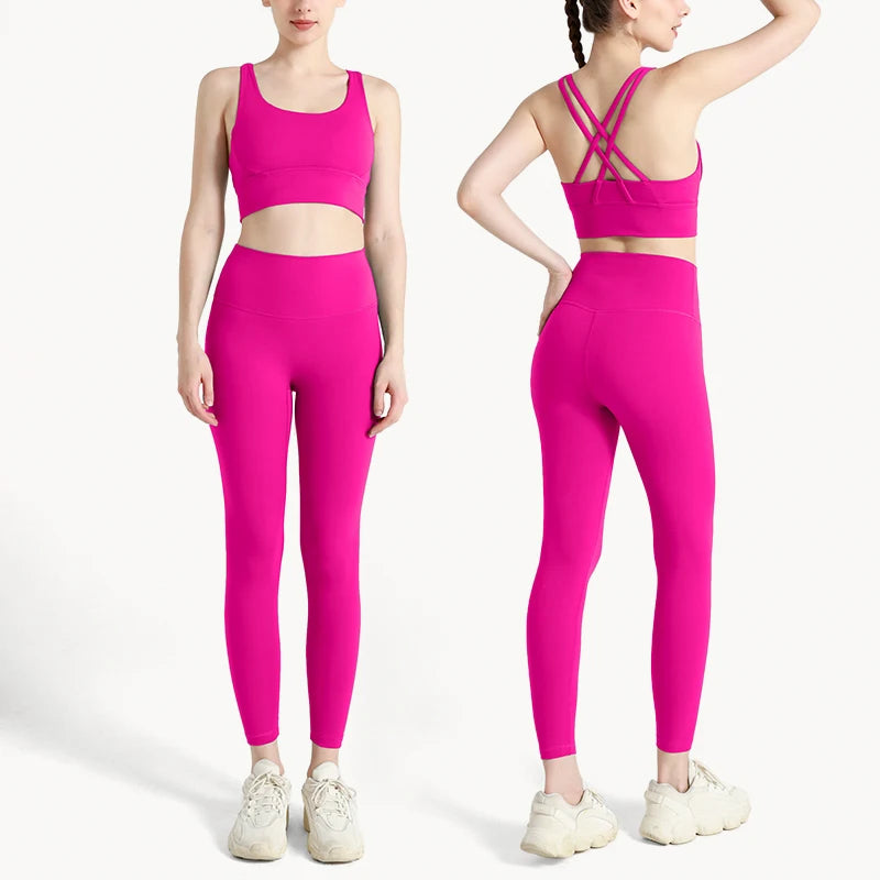 Yoga Clothes Women's Tracksuit Quick Dry Set Breathable Fitness Suit Fitness Clothing Sports Bra Leggings Suit