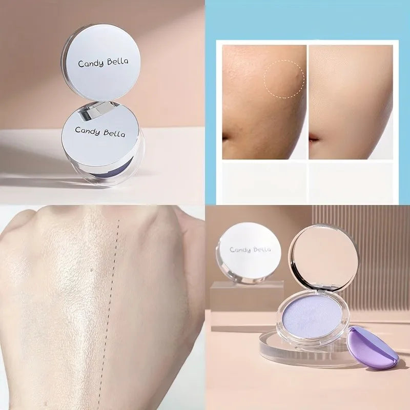 Candy Bella Violet Radiance Oil-Absorbing Setting Powder,Lightweight, Long-Lasting Matte Finish,Includes Mirror & Applicator