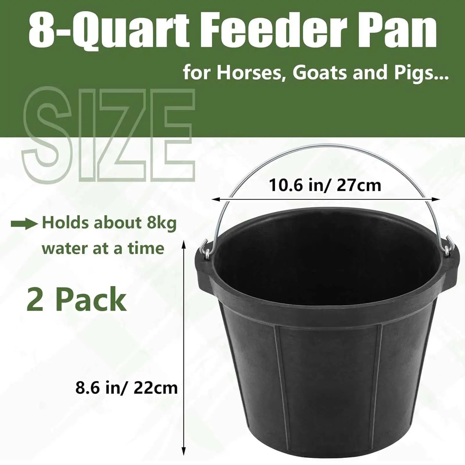 Rubber Feeder Bucket 8L Versatile Utility Horse feed Pan Horse Feeder Horse feed Bucket for Animal Feeding Goats Pig Chicken