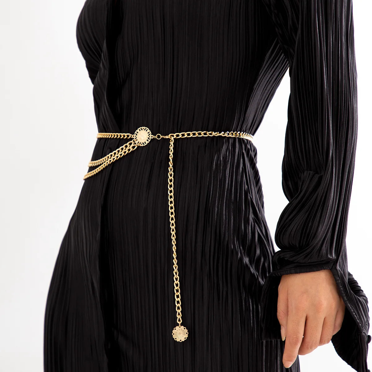 Punk Hip Hop Style All-match Waist Chain Moon Vintage Metal Womans Belt for Dress Vintage High Waist Chain Belt for Women