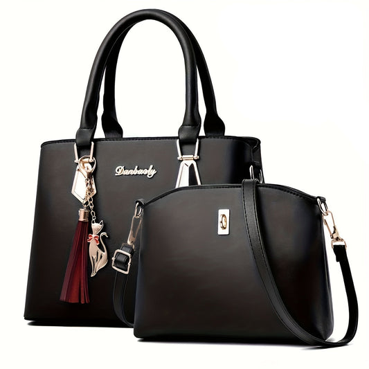 2 Pcs Solid Color Handbag Set
