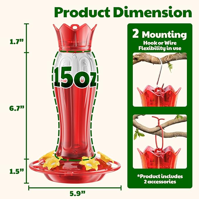 Amazon explosions straight hummingbird feeder anti-ant bee outdoor garden hanging bird feeder wholesale